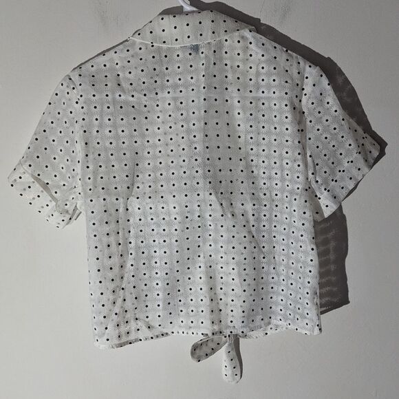 Modcloth Daisy Button Down Front Tie Retro Shirt Top Women's Size Medium - Picture 3 of 5